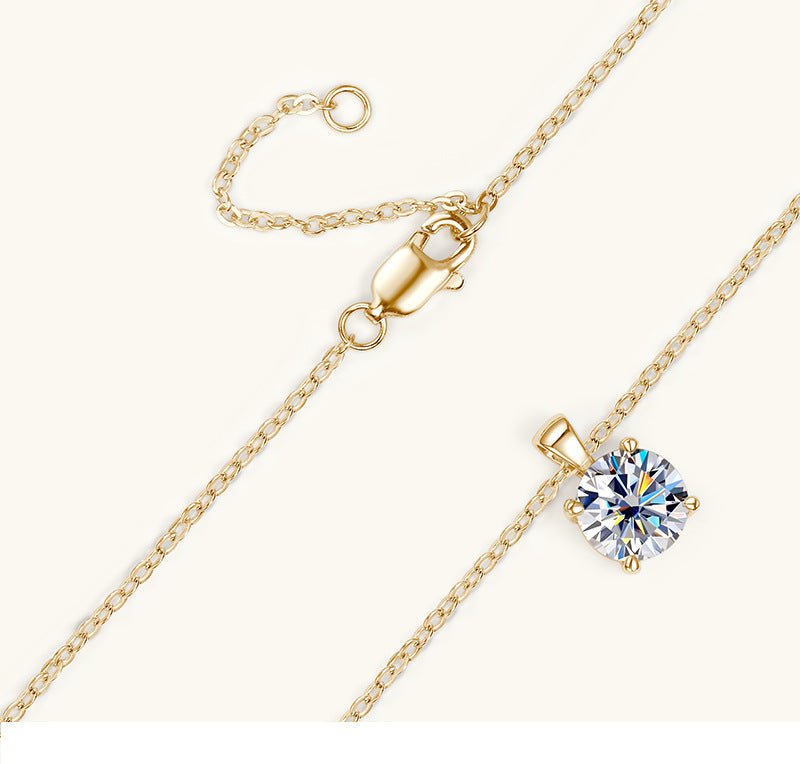 18K Gold Classic Four-claw Diamond Necklace - Purmina