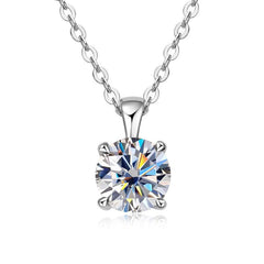 18K Gold Classic Four - claw Diamond Necklace - Purmina