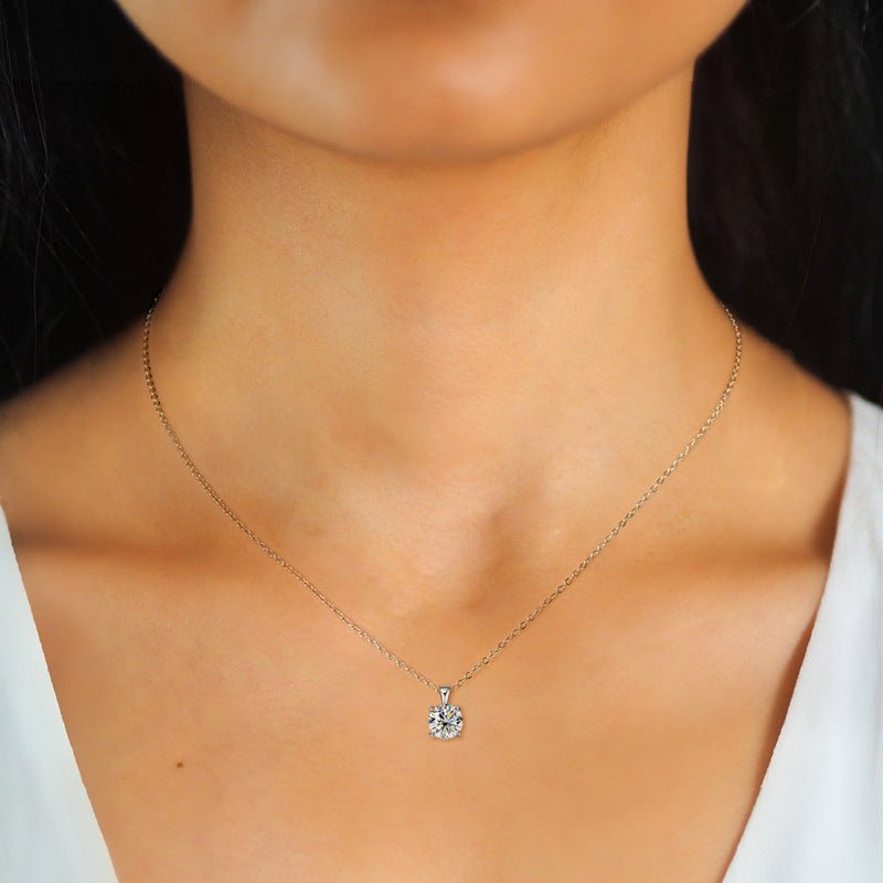 18K Gold Classic Four-claw Diamond Necklace - Purmina