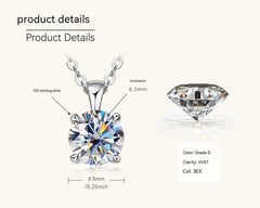 18K Gold Classic Four-claw Diamond Necklace - Purmina