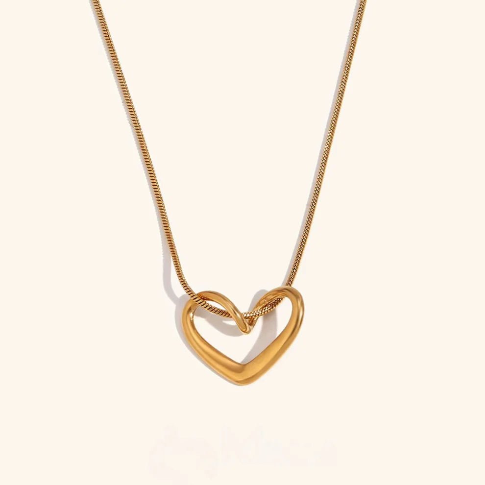 18k Gold Gold Love Heart Necklace - Purmina