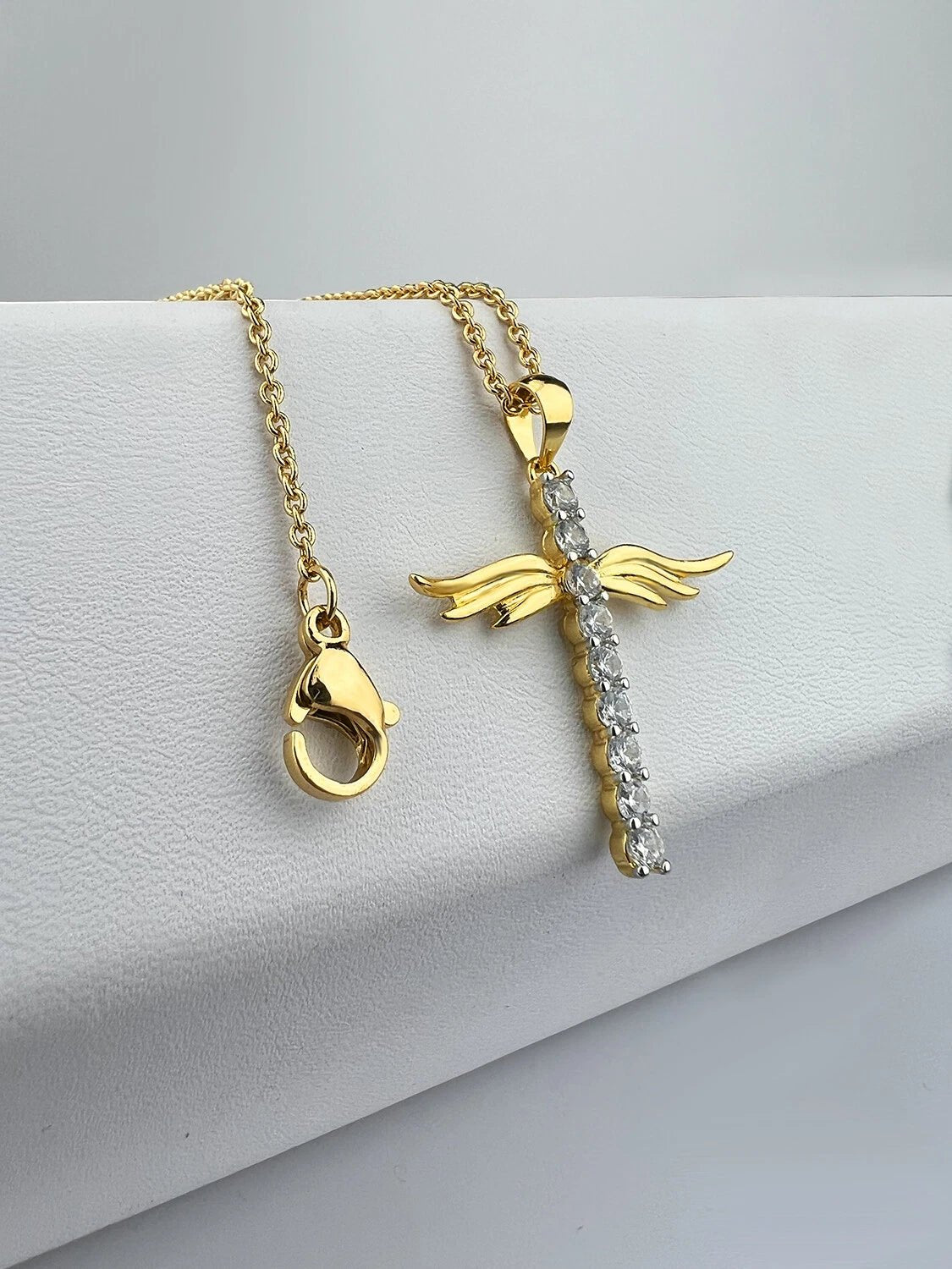 Angel Wings Cross Pendant Necklace - Purmina