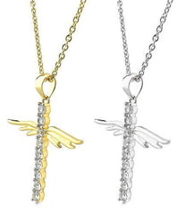 Angel Wings Cross Pendant Necklace - Purmina