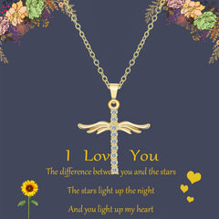 Angel Wings Cross Pendant Necklace - Purmina