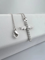 Angel Wings Cross Pendant Necklace - Purmina