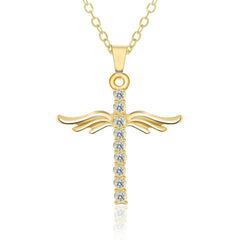 Angel Wings Cross Pendant Necklace - Purmina