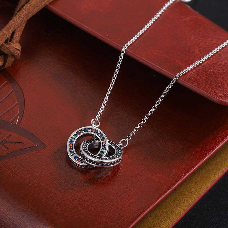 Chain Necklace Female Clavicle Chain Small Luxury S925 Sterling Silver Double Ring Jewelry - Purmina