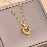 Double Heart Necklace for Women β Rhinestone Titanium Steel Pendant, A Timeless Love Gift - Purmina