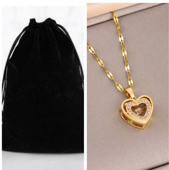 Double Heart Necklace for Women β Rhinestone Titanium Steel Pendant, A Timeless Love Gift - Purmina