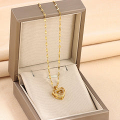 Double Heart Necklace for Women β Rhinestone Titanium Steel Pendant, A Timeless Love Gift - Purmina