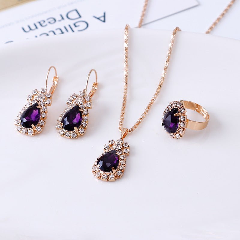 Elegant Water Drop Rhinestone Jewelry Set - Purmina