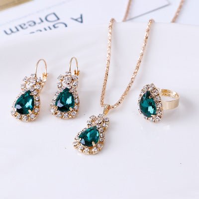 Elegant Water Drop Rhinestone Jewelry Set - Purmina