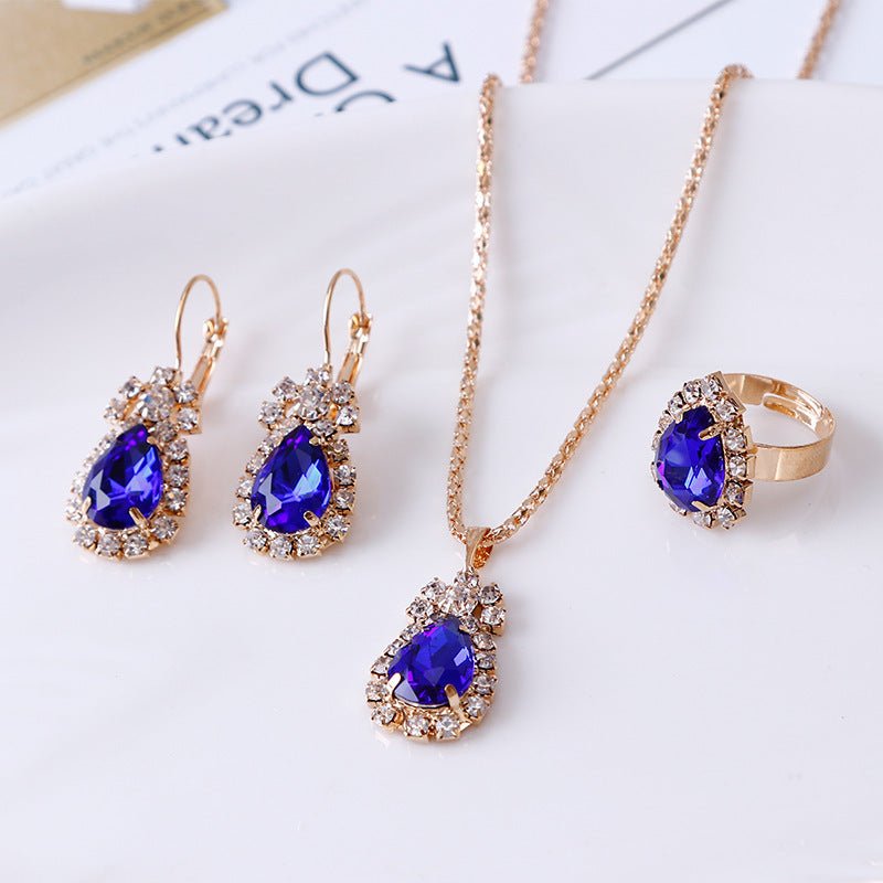 Elegant Water Drop Rhinestone Jewelry Set - Purmina