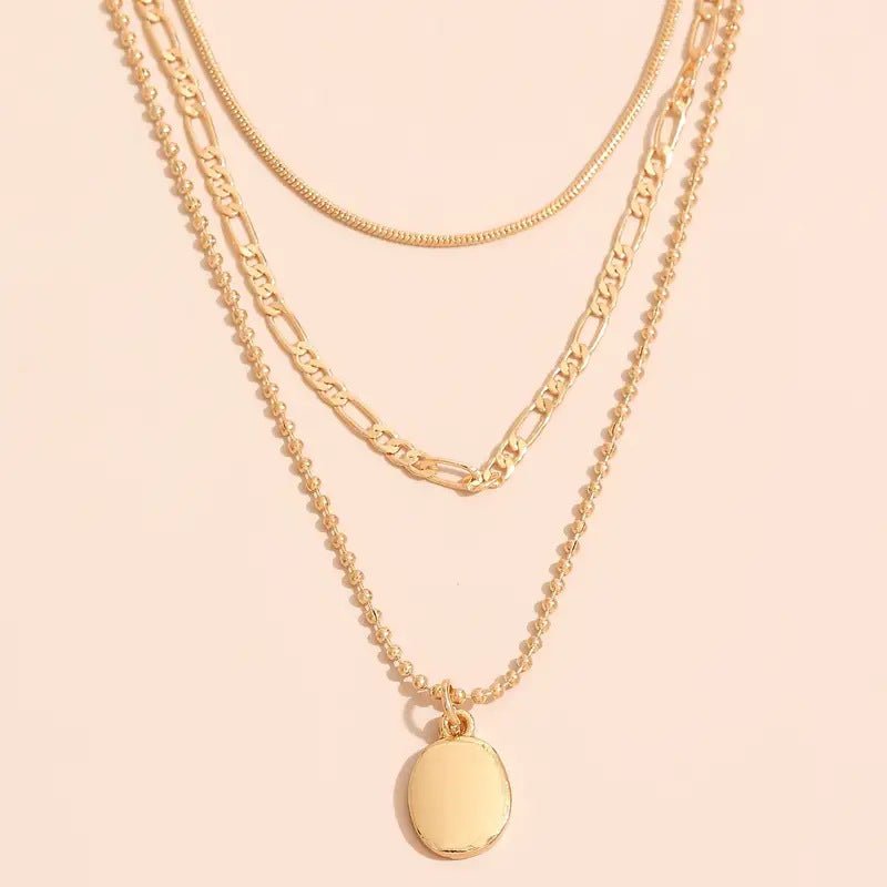 Geometric Gold Multi - Layer Necklace - Purmina