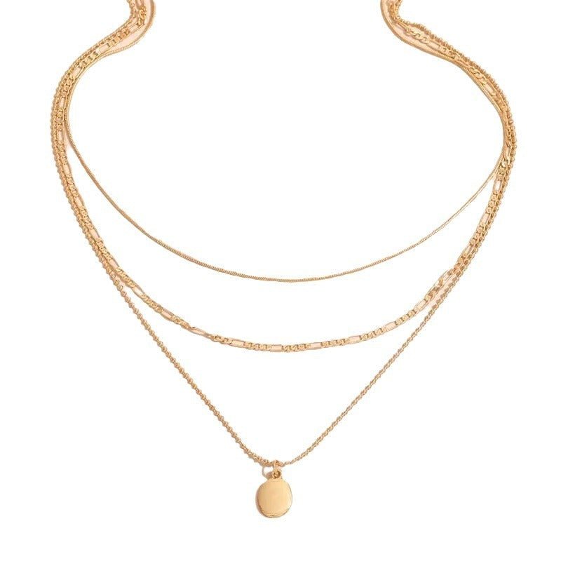 Geometric Gold Multi - Layer Necklace - Purmina