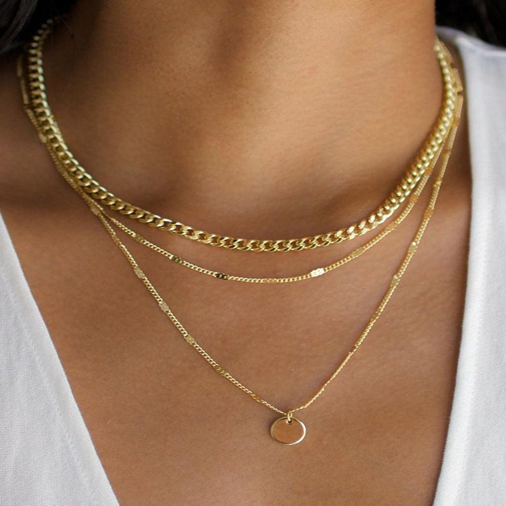 Multi Layer Trendy 3 Layer Necklace - Purmina
