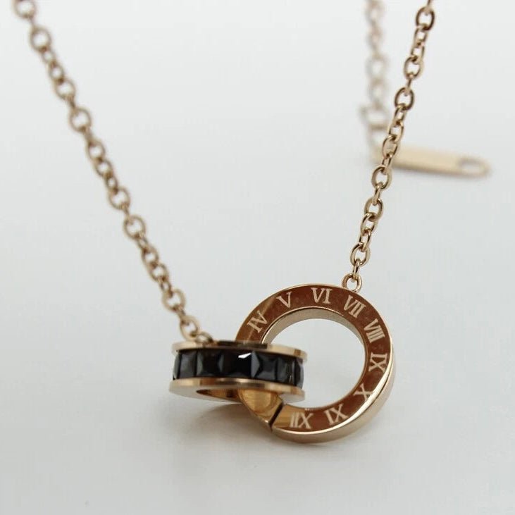 Roman Numeral Diamond Pendant Necklace - Purmina