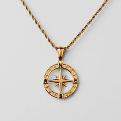 Stainless Steel Compass Circular Necklace - Purmina