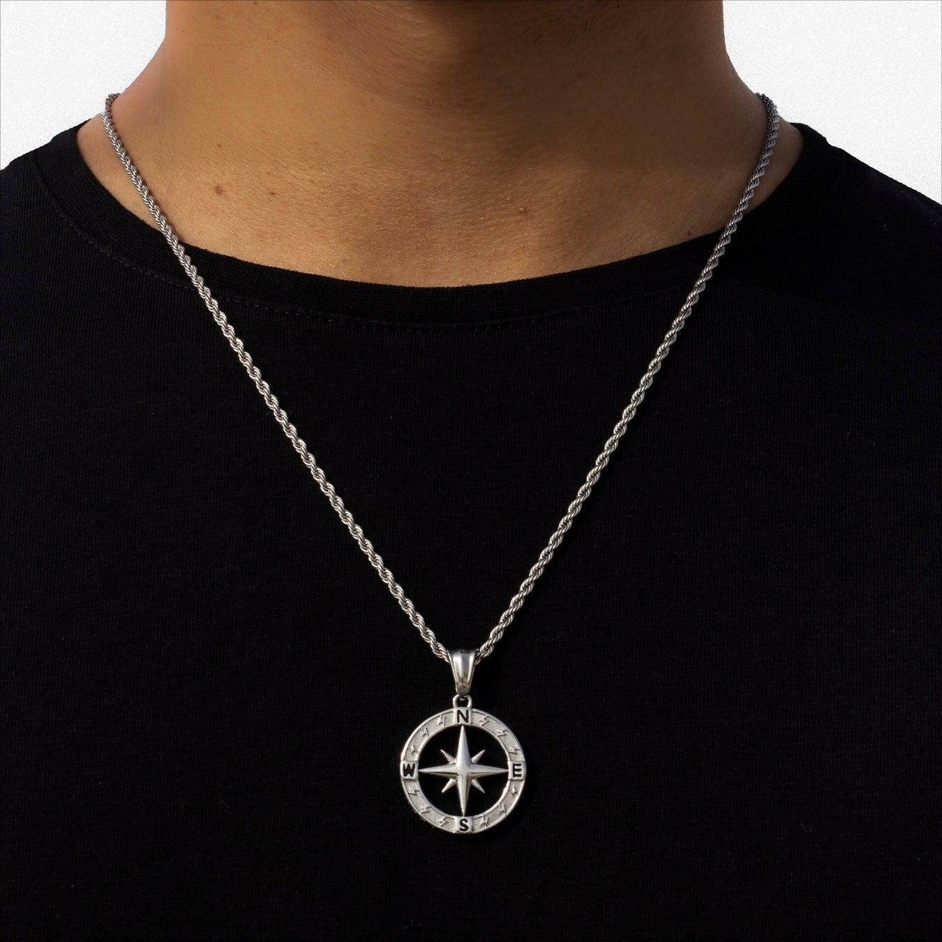 Stainless Steel Compass Circular Necklace - Purmina