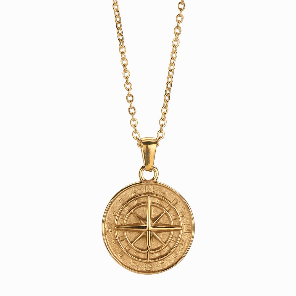 Stainless Steel Compass Circular Necklace - Purmina