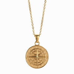 Stainless Steel Compass Circular Necklace - Purmina