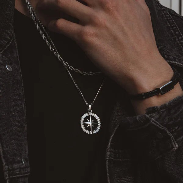 Stainless Steel Compass Circular Necklace - Purmina