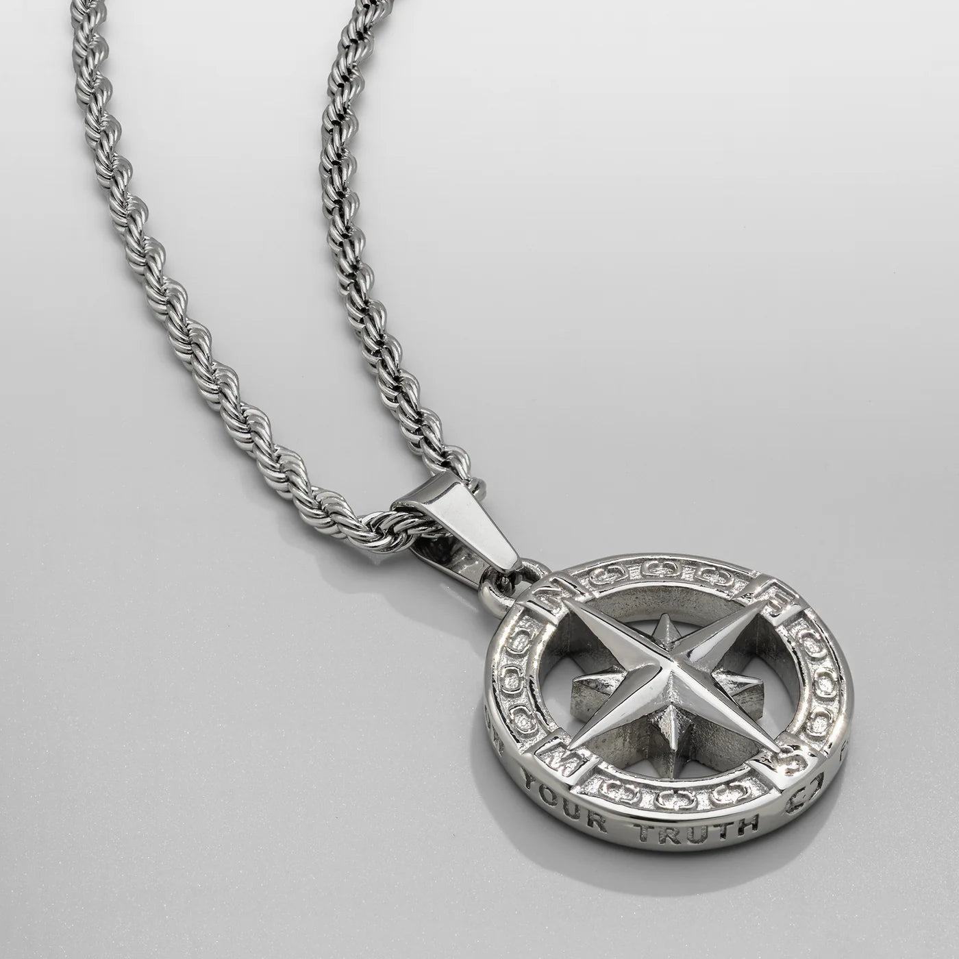 Stainless Steel Compass Circular Necklace - Purmina