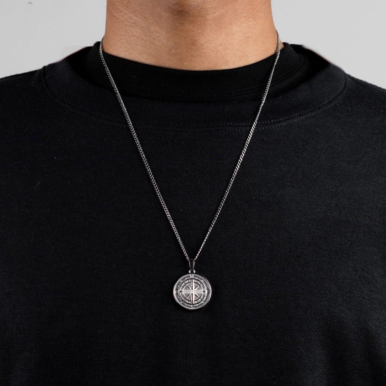 Stainless Steel Compass Circular Necklace - Purmina