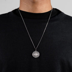 Stainless Steel Compass Circular Necklace - Purmina