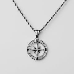 Stainless Steel Compass Circular Necklace - Purmina