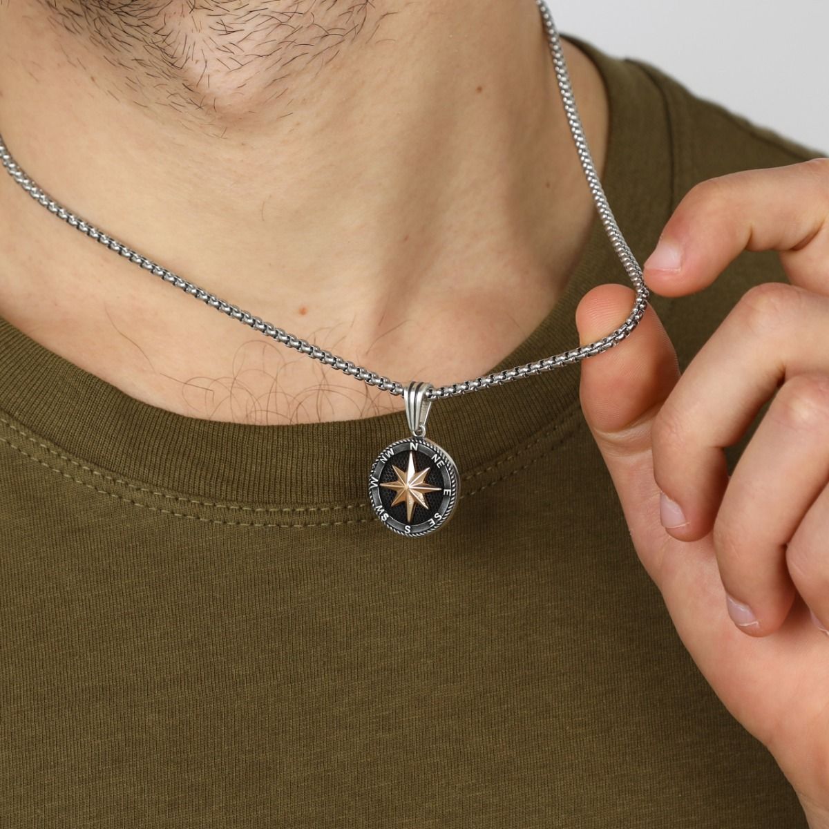 Stainless Steel Compass Circular Necklace - Purmina