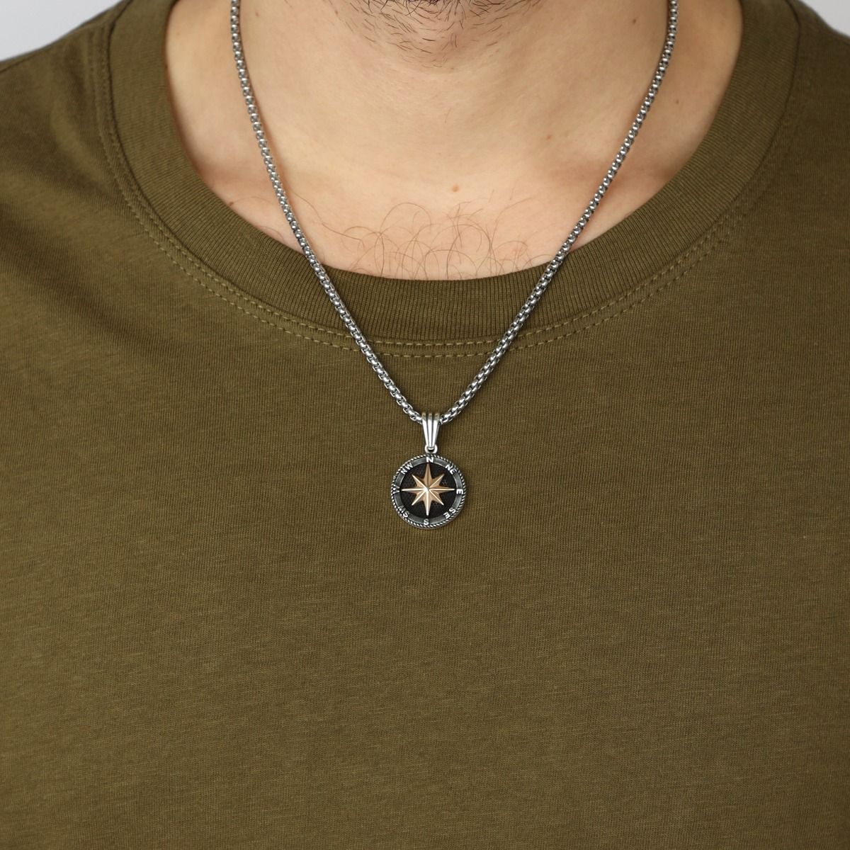 Stainless Steel Compass Circular Necklace - Purmina