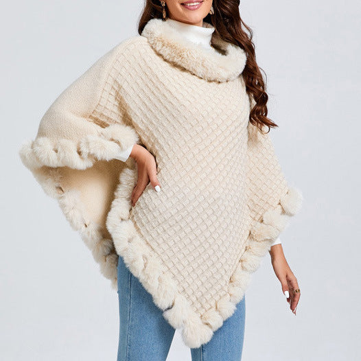 Women’s Faux Rabbit Fur Poncho