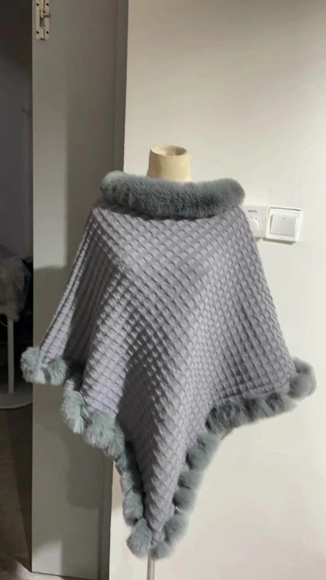 Women’s Faux Rabbit Fur Poncho