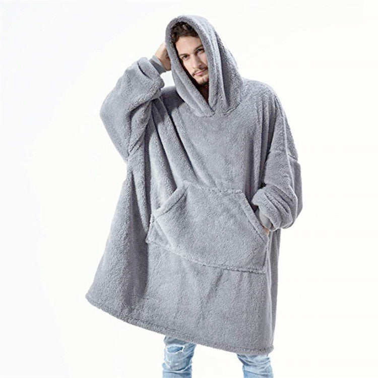 Super Hooded Blanket - Thick Double-Sided Fleece with Large Pockets for Adults