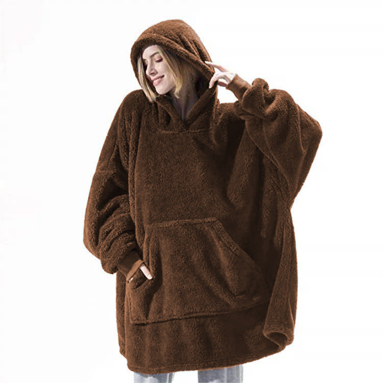 Super Hooded Blanket - Thick Double-Sided Fleece with Large Pockets for Adults