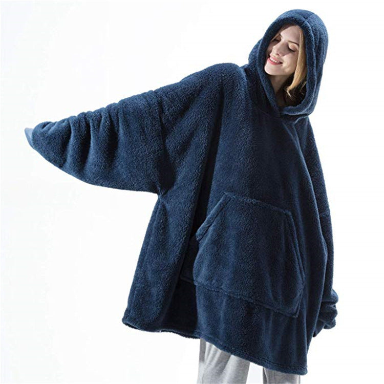 Super Hooded Blanket - Thick Double-Sided Fleece with Large Pockets for Adults