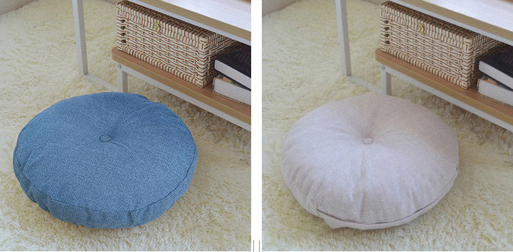 Solid Color Round Cotton-Linen Cushion