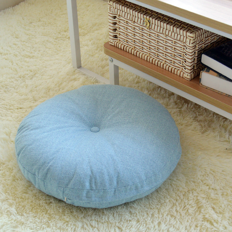 Solid Color Round Cotton-Linen Cushion