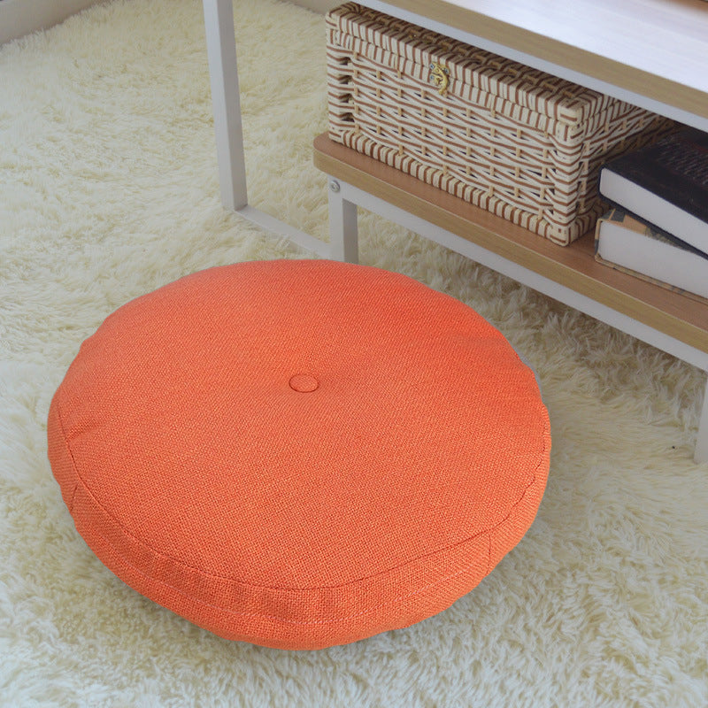 Solid Color Round Cotton-Linen Cushion