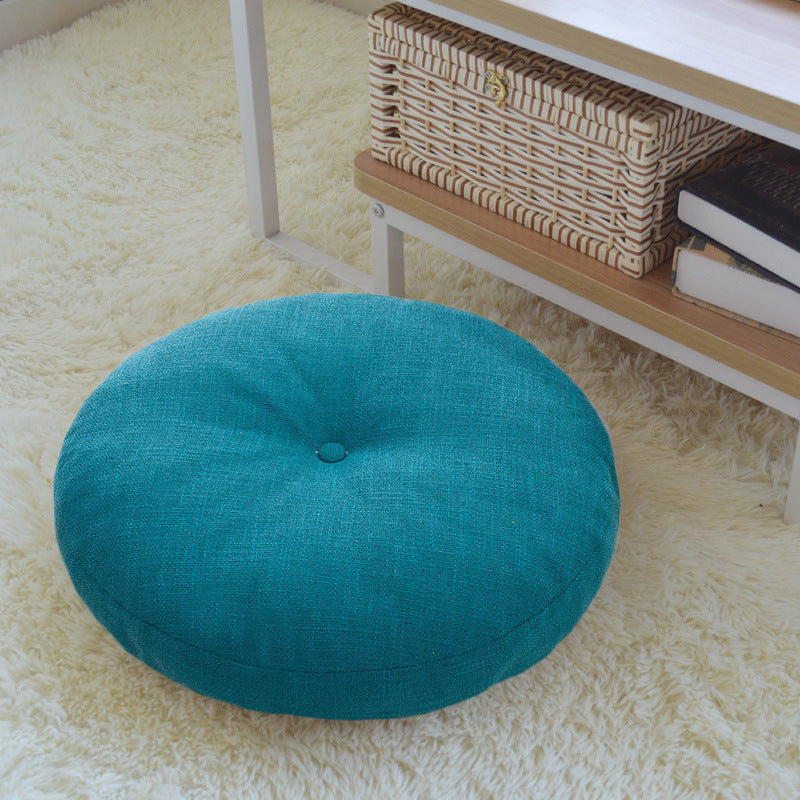 Solid Color Round Cotton-Linen Cushion