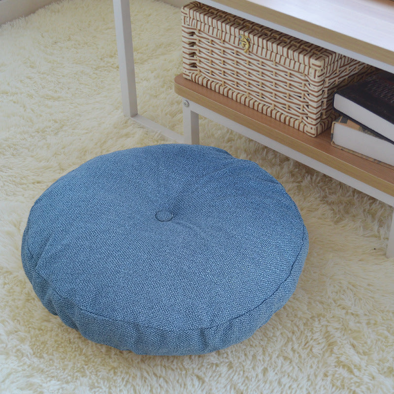 Solid Color Round Cotton-Linen Cushion