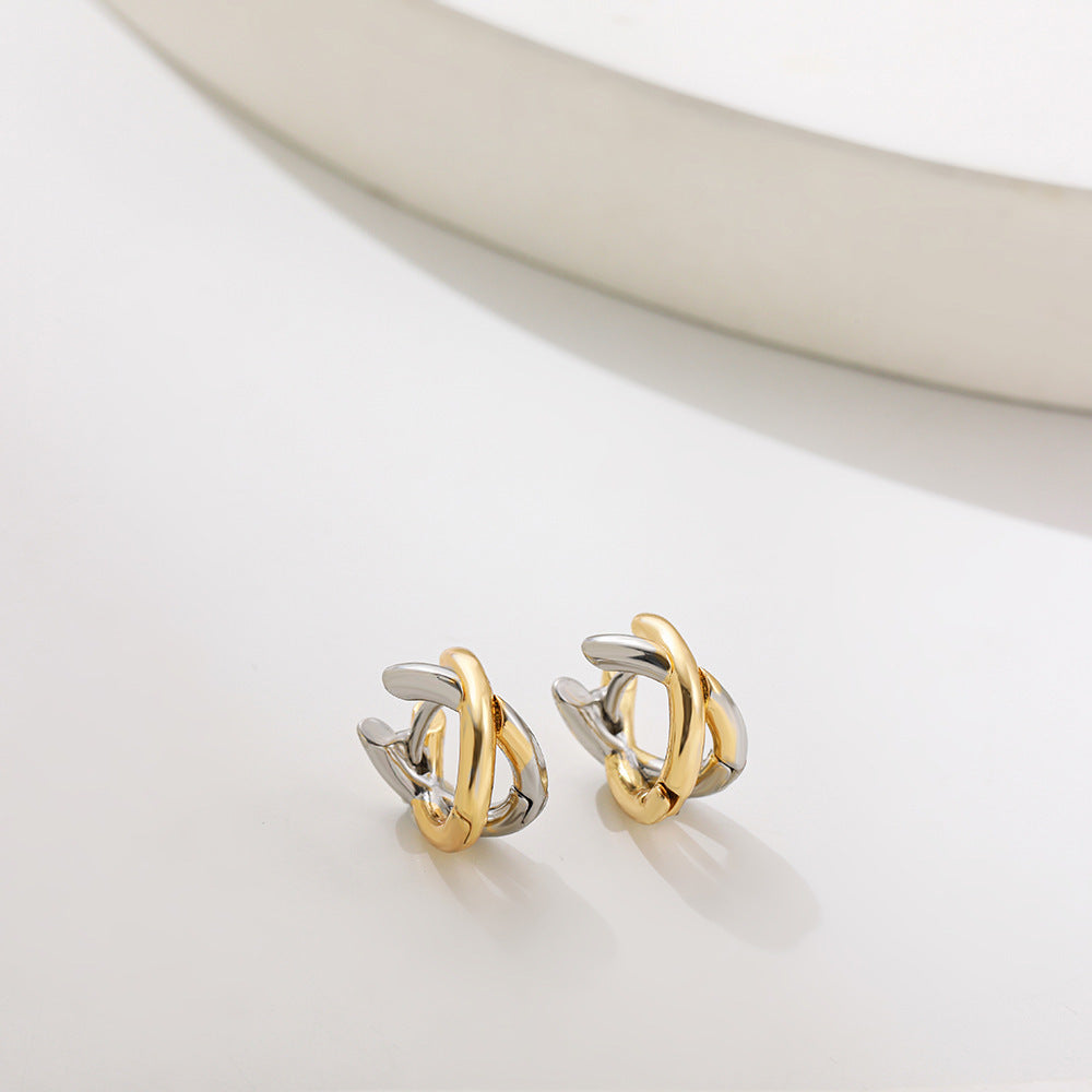 Mixed Metal Circle Earrings – Fashion Gold & Silver Sculptural Hoops
