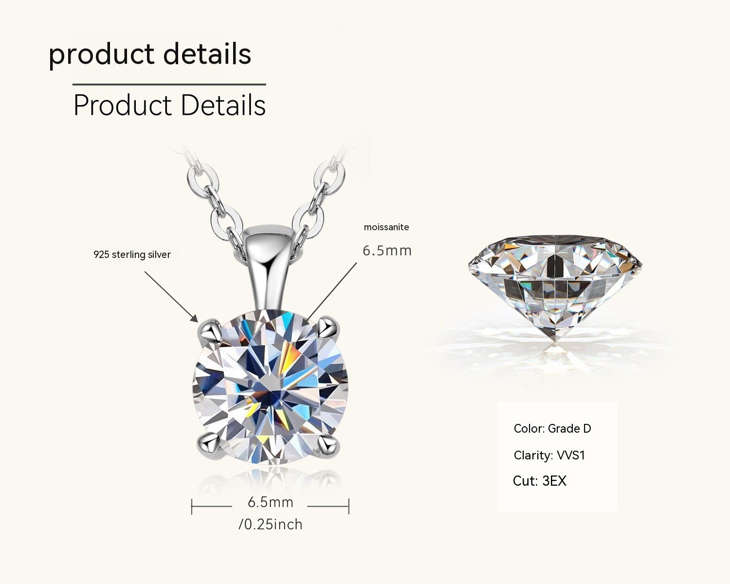 18K Gold Classic Four - claw Diamond Necklace - Purmina