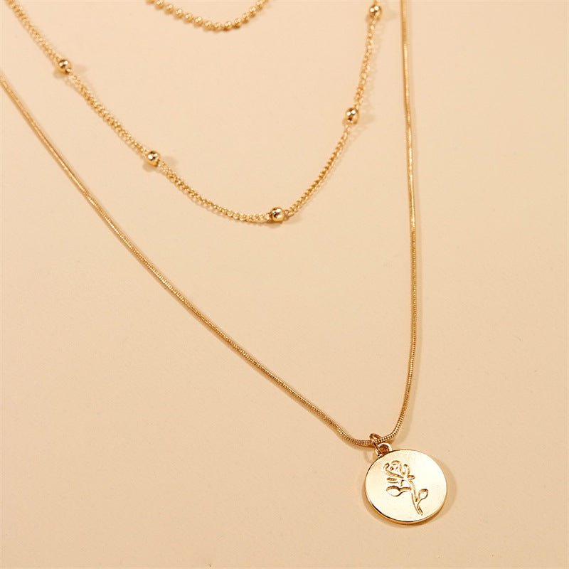 Women’s Multi-Layer Necklace – Simple Rose Gold Versatile Fashion Jewelry