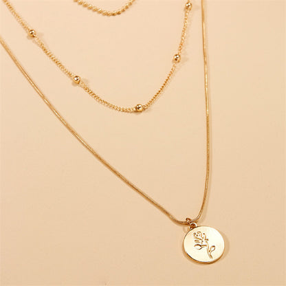 Women’s Multi-Layer Necklace – Simple Rose Gold Versatile Fashion Jewelry