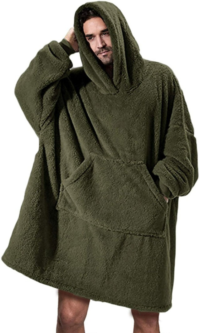 Super Hooded Blanket - Thick Double-Sided Fleece with Large Pockets for Adults