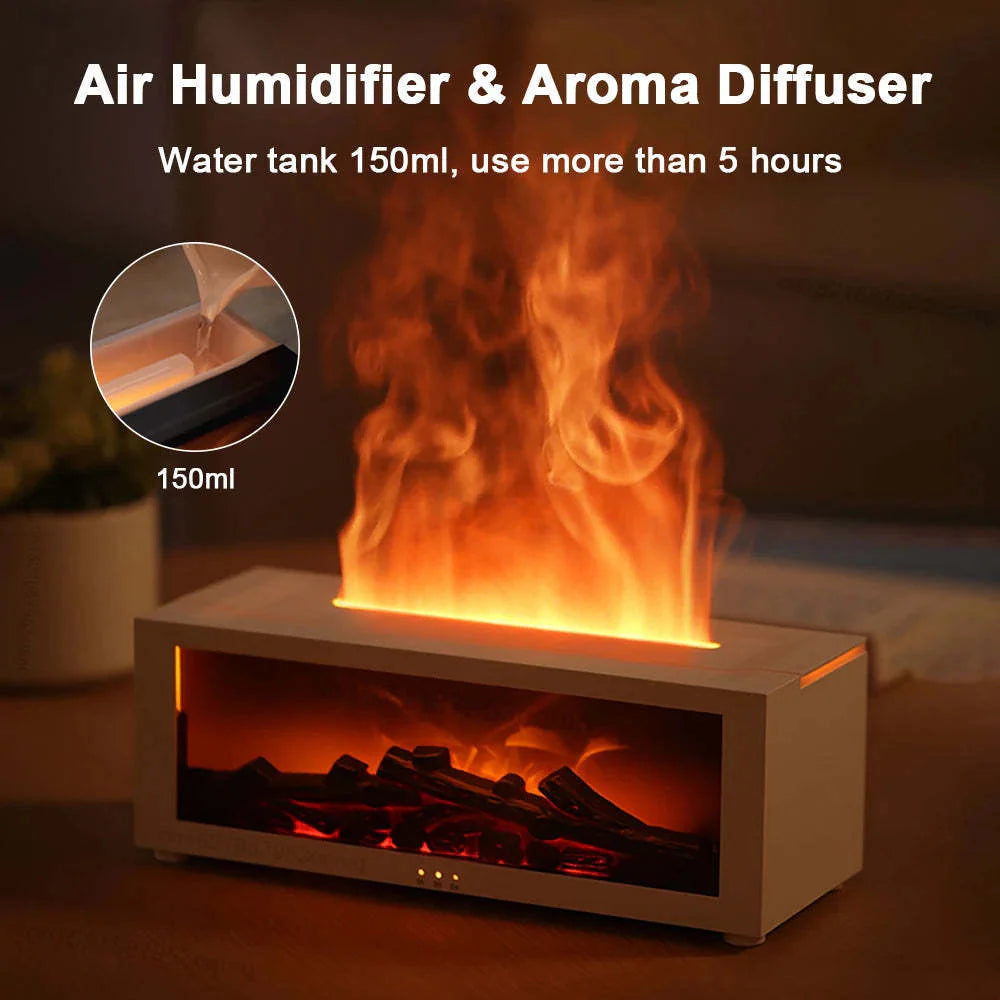 Flame Aroma Humidifier – Essential Oil Diffuser with LED Light & Remote Control