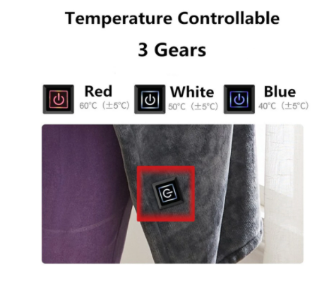 USB Heated Shawl & Blanket, Flannel with 3 Temperature Settings