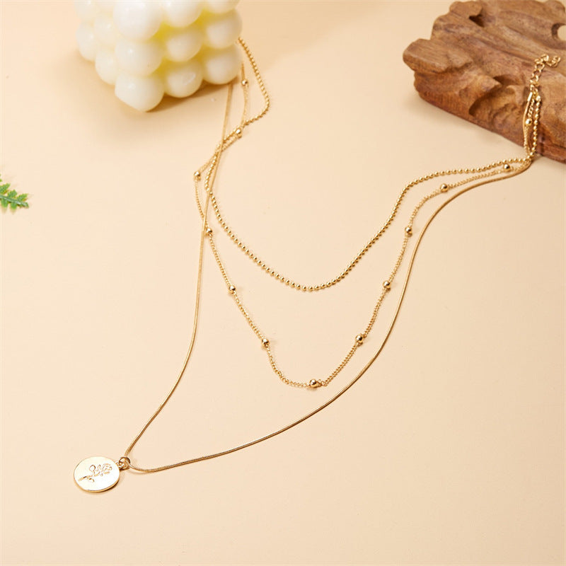 Women’s Multi-Layer Necklace – Simple Rose Gold Versatile Fashion Jewelry
